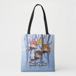 Bolso De Tela Personalizado Harry, Ron Y Hermione Volando En Bos