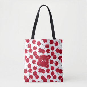 Bolso De Tela Personalizado Hermoso Patrón Fresco de Cerezo Rojo