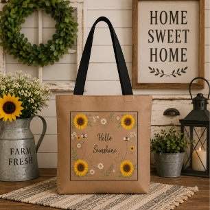Bolso De Tela Personalizado Hola Sol Girasol