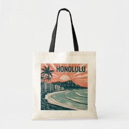 Bolso De Tela Personalizado Honolulu Waikiki Diamond Head Retro 