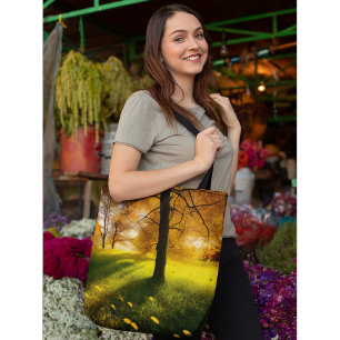 Bolso De Tela Personalizado Imagen Naturaleza acuarela Tote Bag