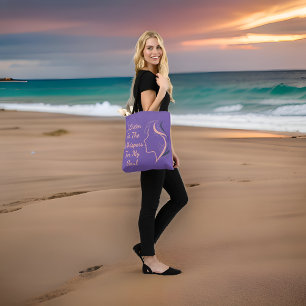 Bolso De Tela Personalizado Inspirador Tote Púrpura - Escucha Mi