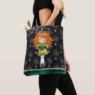 Bolso De Tela Personalizado Irlandés Dance Redhead Chica Green, 