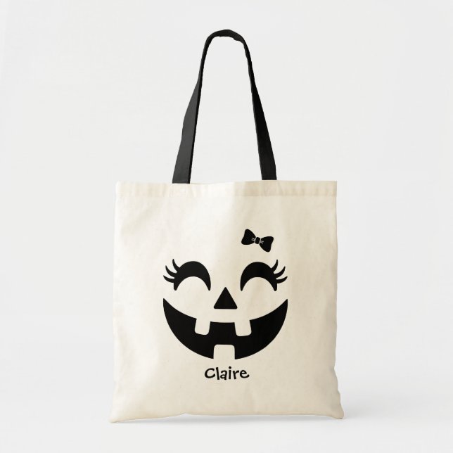 Bolso De Tela Personalizado Jack O' Lantern Halloween Trick O Tr (Frente)
