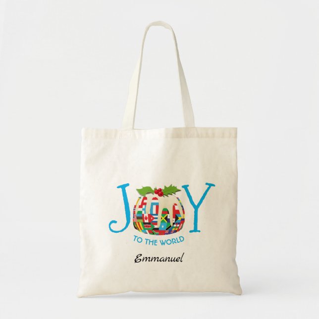Bolso De Tela Personalizado | JOY TO THE WORLD Flag (Frente)