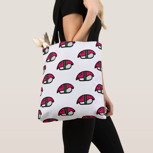 Bolso De Tela Personalizado Kawaii Sushi, Arroz de Pescado y Alg (Detalle)