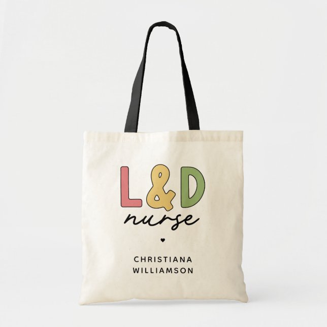 Bolso De Tela Personalizado L y D Enfermero | Enfermeras de part (Frente)
