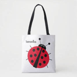 Bolso De Tela personalizado ladybug blanco rojo divertido
