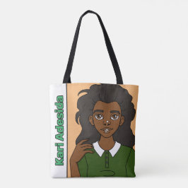 Bolso De Tela Personalizado lindo Chica negro nombre biblioteca