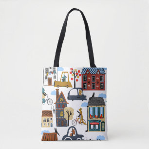 Bolso De Tela Personalizado lindo dibujado mano ilustrando un pa