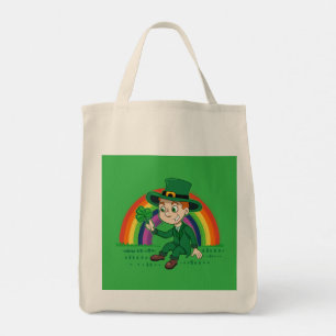Bolso De Tela Personalizado lindo leprechaun con shamrock y arco