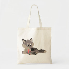 Bolso De Tela Personalizado lindo papá Wolf y bolsita de aletas