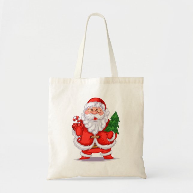 Bolso De Tela Personalizado lindo Santa Claus (Frente)