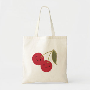 Bolso De Tela Personalizado lindo sonriendo cerezas Kawaii