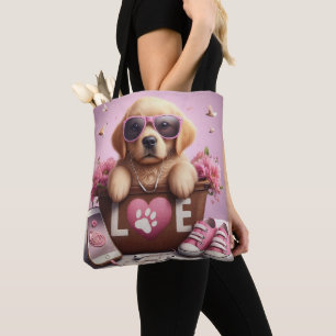 Bolso De Tela Personalizado LOVE Paw Imprimir perro amante Masco
