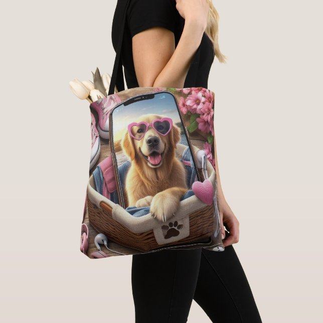 Bolso De Tela Personalizado LOVE Paw Imprimir perro amante Masco (Detalle)