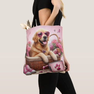 Bolso De Tela Personalizado LOVE Paw Imprimir perro amante Masco