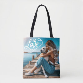 Bolso De Tela Personalizado LOVE Paw Imprimir perro amante Masco