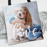 Bolso De Tela Personalizado LOVE Paw Imprimir Perro Perro Mascot<br><div class="desc">AMOR! Celebra a tu mejor amigo con una personalizado única foto de perro con bolso de té y aguijón. Sorprende a tu amante favorito del perro, ya sea un cumpleaños, el día de la madre, día de San Valentín o Navidades con esta linda bolsa de juguete de perro con fotos...</div>