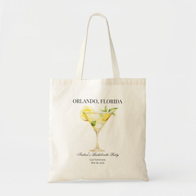 Bolso De Tela Personalizado Lugar Lemon Cocktail Wedding Party (Frente)