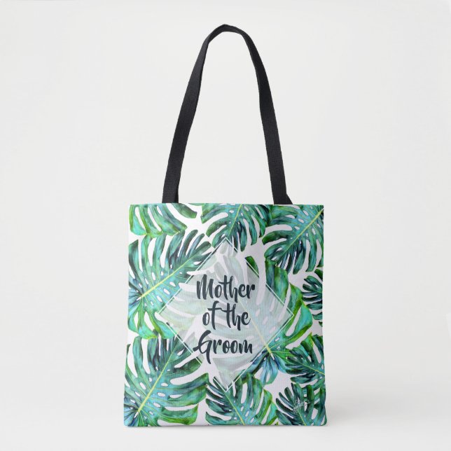 Bolso De Tela Personalizado Madre de Groom, vegetación de hojas  (Anverso)