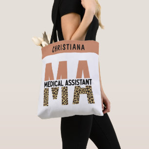Bolso De Tela Personalizado MAMÁES Auxiliar Médico Leopard Print