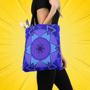 Bolso De Tela Personalizado Mandala Azul y Púrpura