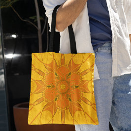 Bolso De Tela Personalizado Mandala Flor Amarillo