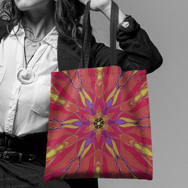 Bolso De Tela Personalizado Mandala Flor amarillo rosa y morado (Subido por el creador)