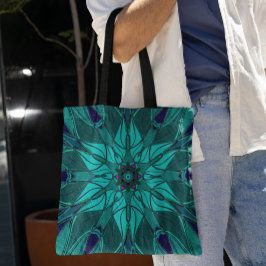 Bolso De Tela Personalizado Mandala Flor Azul