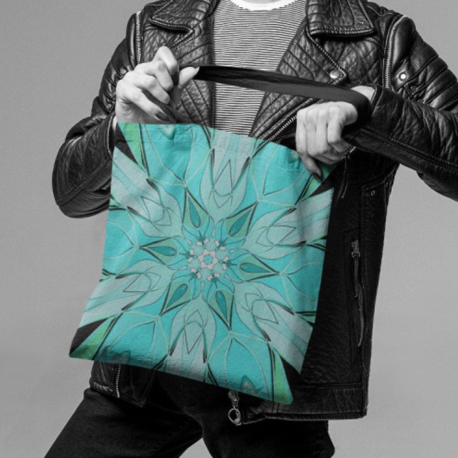 Bolso De Tela Personalizado Mandala Flor azul y verde (Subido por el creador)
