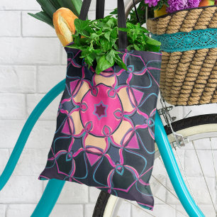 Bolso De Tela Personalizado Mandala Flor rosa amarillo y negro