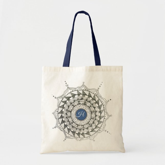 Bolso De Tela Personalizado Mandala inicial Diseño Tote Bag (Frente)
