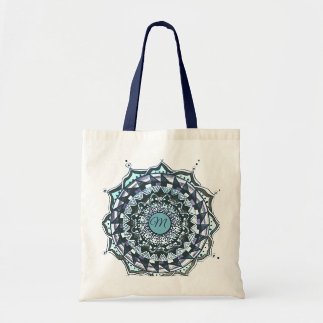 Bolso De Tela Personalizado Mandala inicial Diseño Tote Bag (Frente)