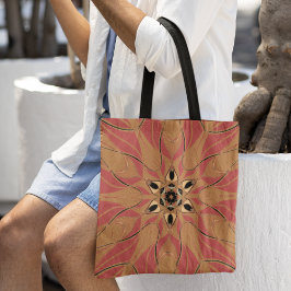 Bolso De Tela Personalizado Mandala Naranja de flores y rosa