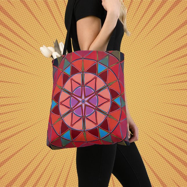 Bolso De Tela Personalizado Mandala rosa Rojo y Azul (Subido por el creador)