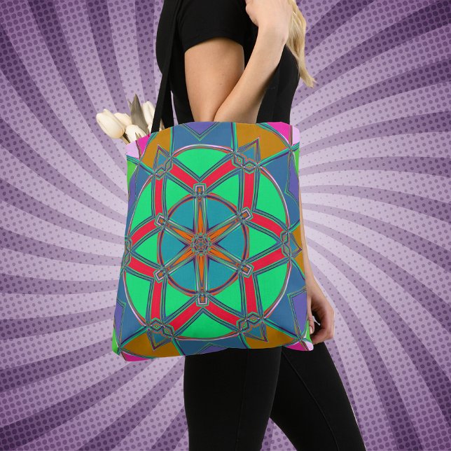 Bolso De Tela Personalizado Mandala Verde Rojo y Azul (Subido por el creador)