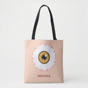 Bolso De Tela Personalizado marrón Eyeball Blooshot Halloween Ey