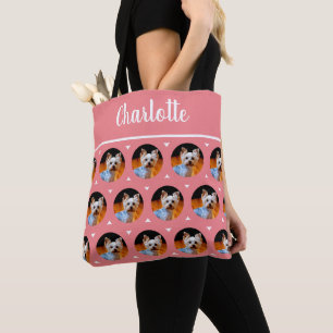 Bolso De Tela Personalizado Mascota Foto y nombre de monograma R