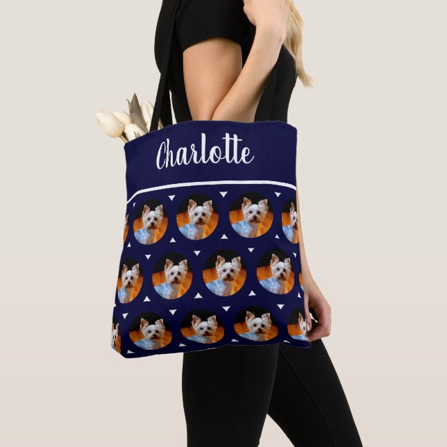 Bolso De Tela Personalizado Mascota foto y nombre monograma Mari (Detalle)