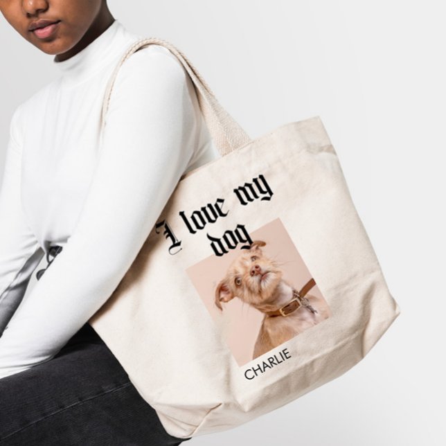 Bolso De Tela Personalizado Me Encanta La Foto De Mi Perro (Subido por el creador)