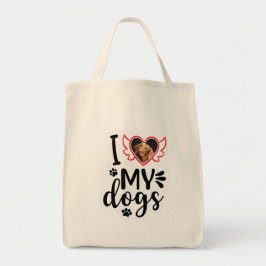 Bolso De Tela Personalizado Me Encanta Mi Foto De Perro Camiseta