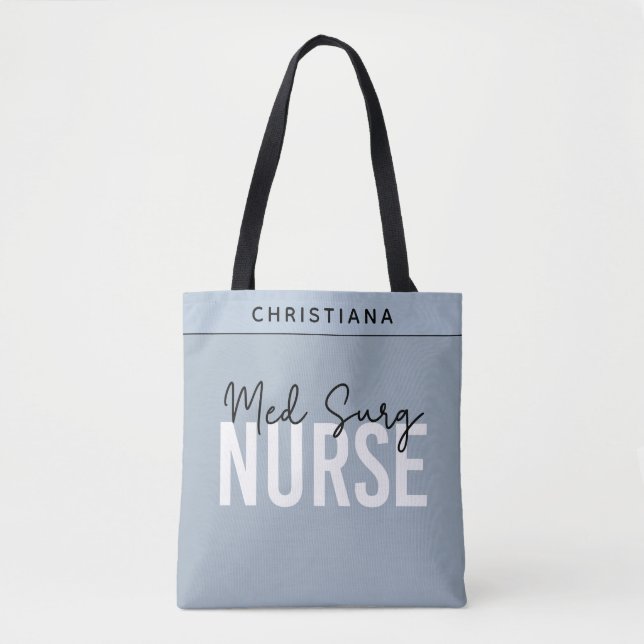 Bolso De Tela Personalizado Med Surg Nurse | Enfermero médico-qu (Anverso)