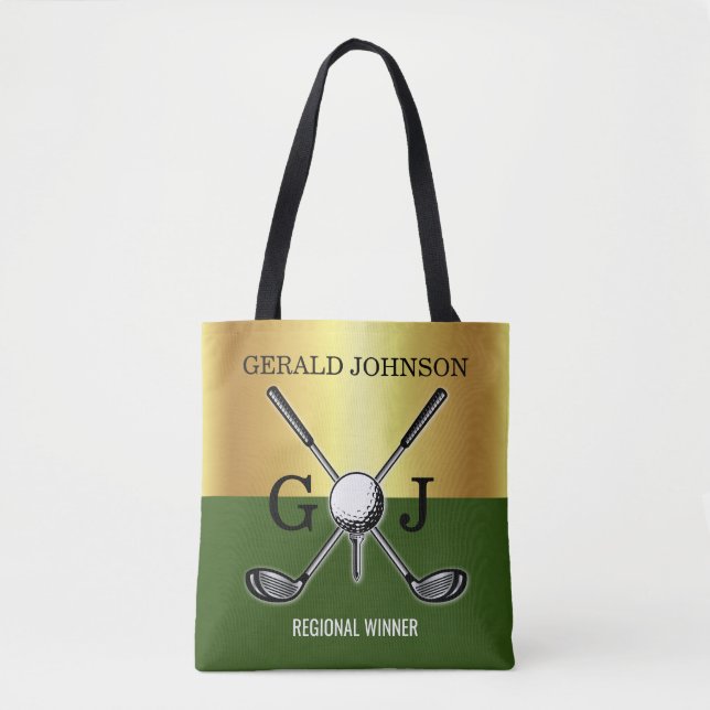 Bolso De Tela Personalizado minimalista Elegant Golf Monograma (Anverso)
