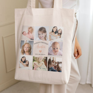 Bolso De Tela Personalizado  moderno Collage de fotos corazón ro