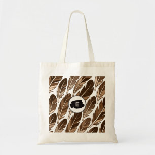 Bolso De Tela Personalizado Monograma Boho Tote Bag - Plumas mar