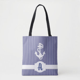 Bolso De Tela Personalizado monograma de bandas y anclajes
