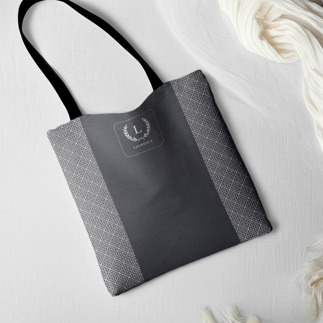 Bolso De Tela Personalizado Monograma inicial Griego Key Laurel  (Subido por el creador)