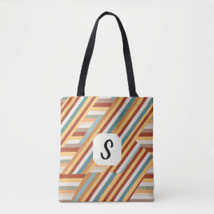 Bolso De Tela Personalizado Monograma moderno retro 70 Geométric