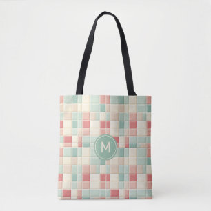 Bolso De Tela Personalizado Monograma Pasteles Patrón Faux Tejid
